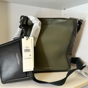 Calvin Klein Olive and Black Shoulder Bag